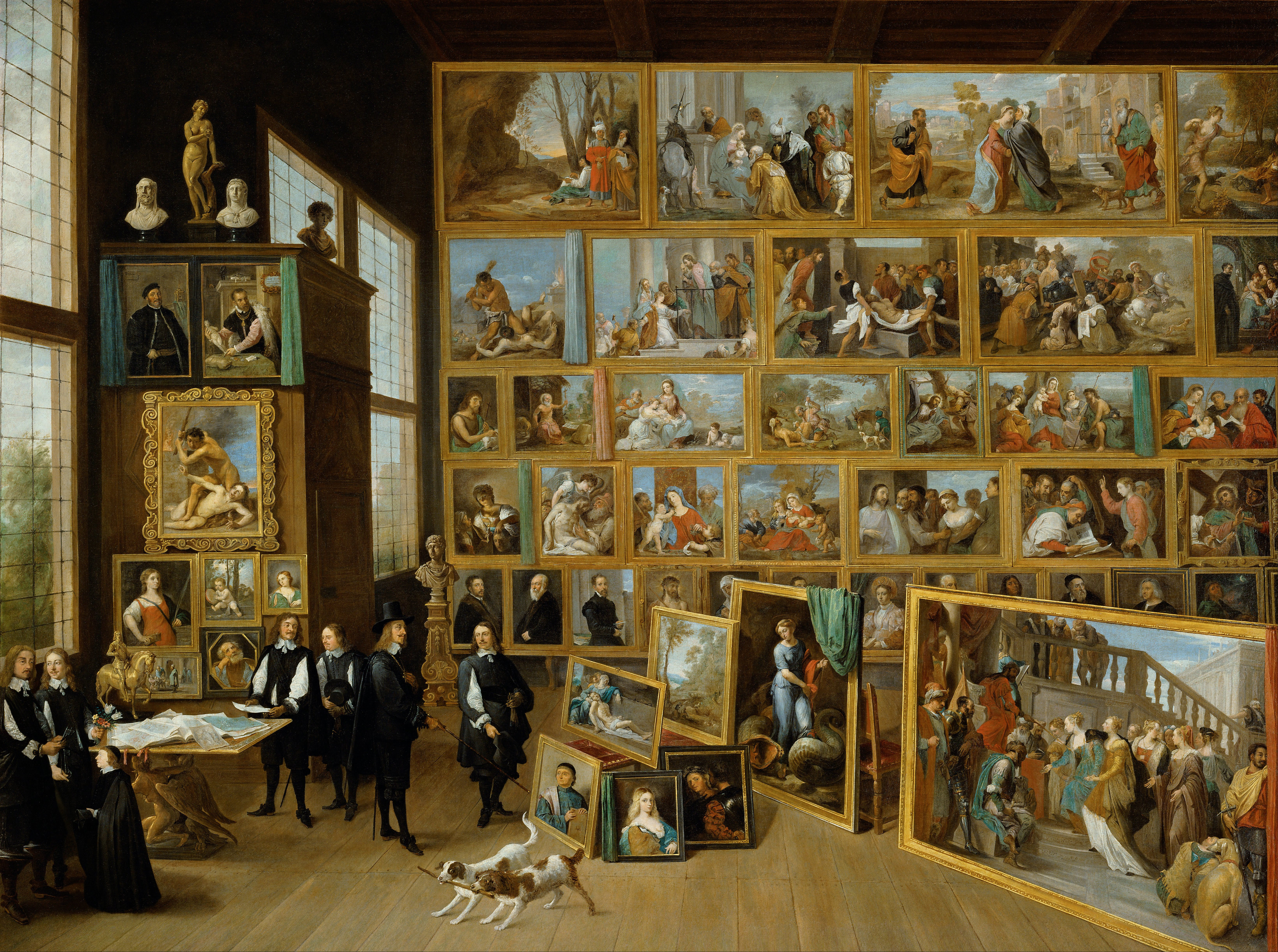 <p>: David Teniers il Giovane, <em>La galleria dell&rsquo;Arciduca Leopoldo Guglielmo a Bruxelles</em> (1650-52), dominio pubblico.</p>