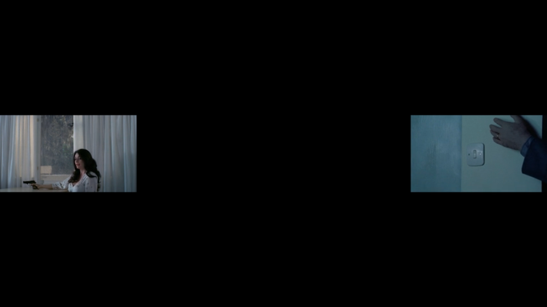 <p>Fig. 6 Un&rsquo;immagine della video-installazione <em>10/100/1000 modi di finire ammazzati nel giallo italiano</em> proiettata in occasione della mostra <em>I sensi del giallo. Il corpo (del reato) tra inganno ed evidenza</em> (Milano, Universit&agrave; IULM, 14 marzo-10 aprile 2025)</p>
