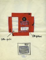 Fabio Mauri, Bozzetto per &ldquo;Scatola Magica&rdquo;, 1961, tecnica mista su carta (cm. 28x22). Courtesy the Estate of Fabio Mauri and Hauser &amp; Wirth
