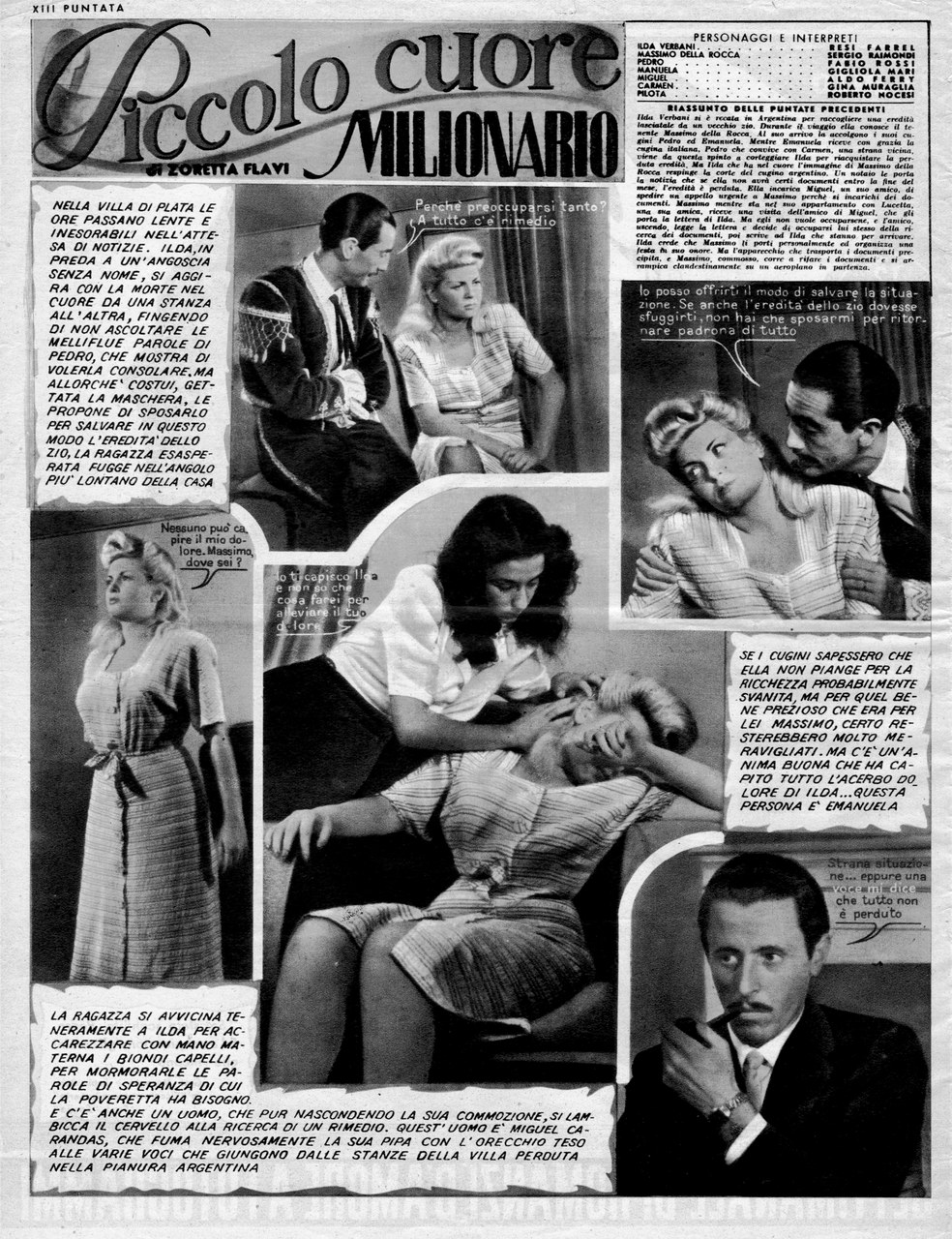 Piccolo cuore milionario, fragment d&#39;un des premiers romans-photos publi&eacute;s dans Il Mio Sogno (4 janvier 1948)
