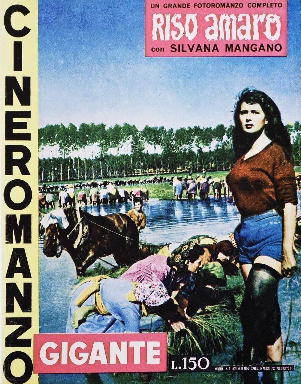 Couverture du cineromanzo tir&eacute; de Riso Amaro, dir. Giuseppe De Santis, avec Silvana Mangano (1948)
