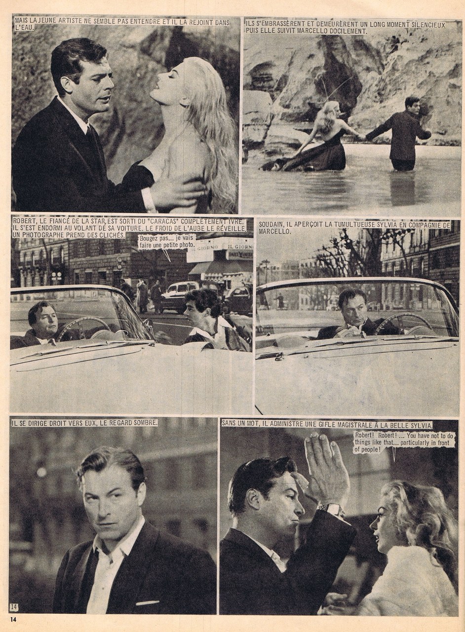 Fragment du roman-photo tir&eacute; de La dolce vita, dir. Federico Fellini, publi&eacute; dans Nous Deux Film, 1960
