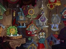 Fig. 2. La casa-bottega di Geppetto (B. Sharpsteen, H. Luske, Pinocchio, Walt Disney Studios, 1940)
