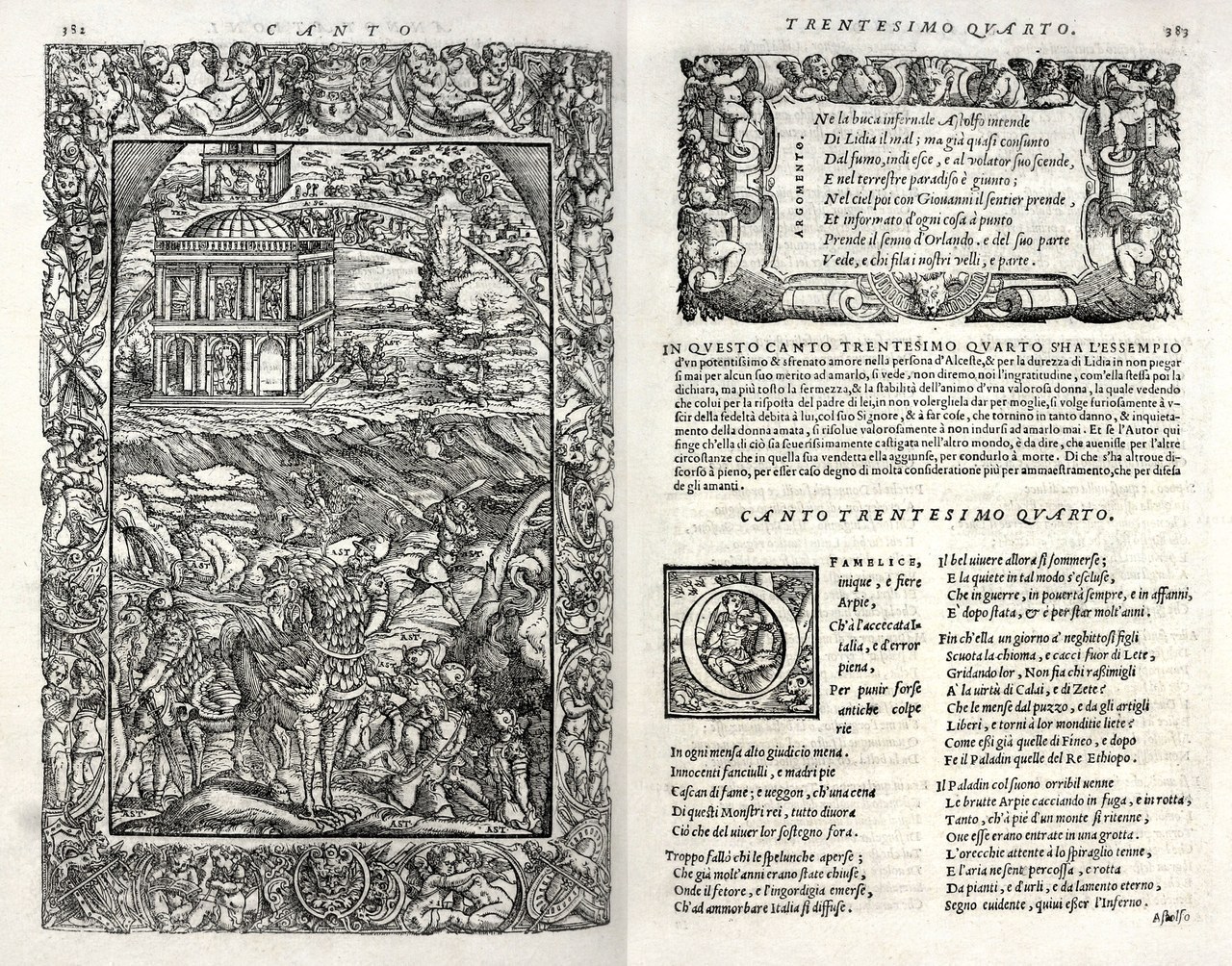 Ludovico Ariosto,&nbsp;Orlando furioso, Venezia, Valgrisi, 1556, canto XXXIV, xilografia
