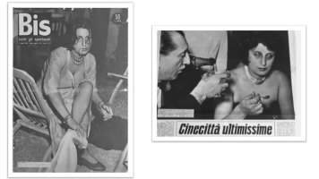 Copertina&nbsp;di &ldquo;Bis&rdquo;, n. 21, 3 agosto 1948 e &ldquo;Bis&rdquo;, n. 10, 12 marzo 1949&nbsp;- Coll. Museo Nazionale del Cinema, Torino

