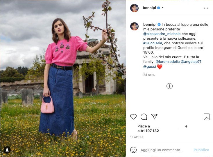 Benedetta Porcaroli per la campagna Gucci Aria
