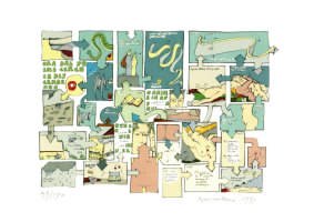&nbsp;Gianfranco Baruchello,&nbsp;Inferno canto V (versione di Antonio Porta), litoserigrafia, 1991
