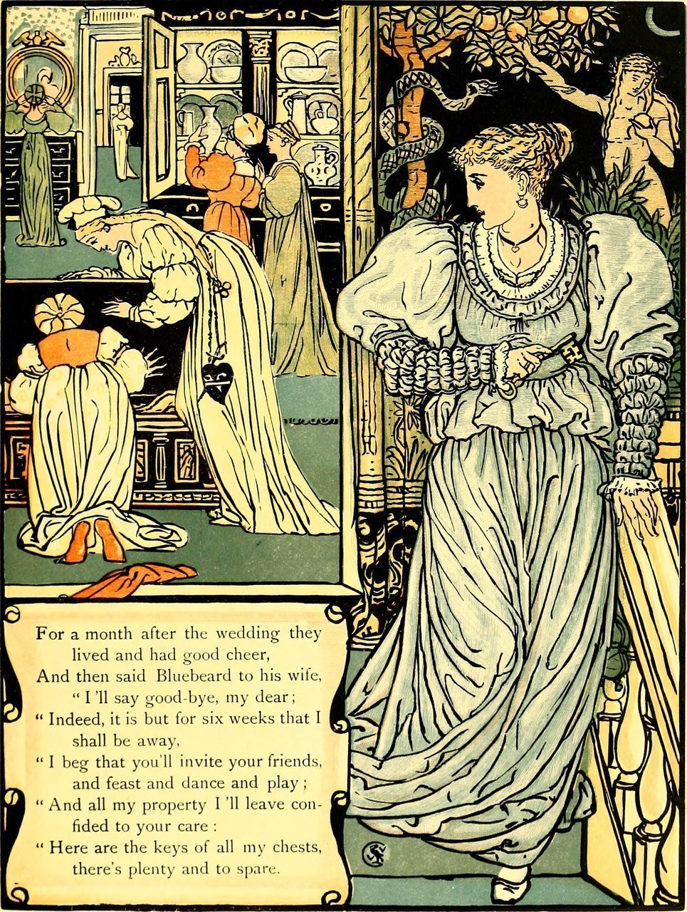 Fig. 5 Walter Crane, La titubanza della giovane sposa, da The sleeping beauty picture book, New York 1911 (Wikimedia Commons)
