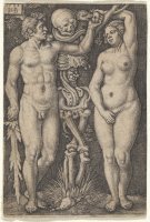 Fig. 5 Adamo ed Eva con uno scheletro / Hans Sebald Beham, 1543 (The New York Public Library, Digital Collections).
