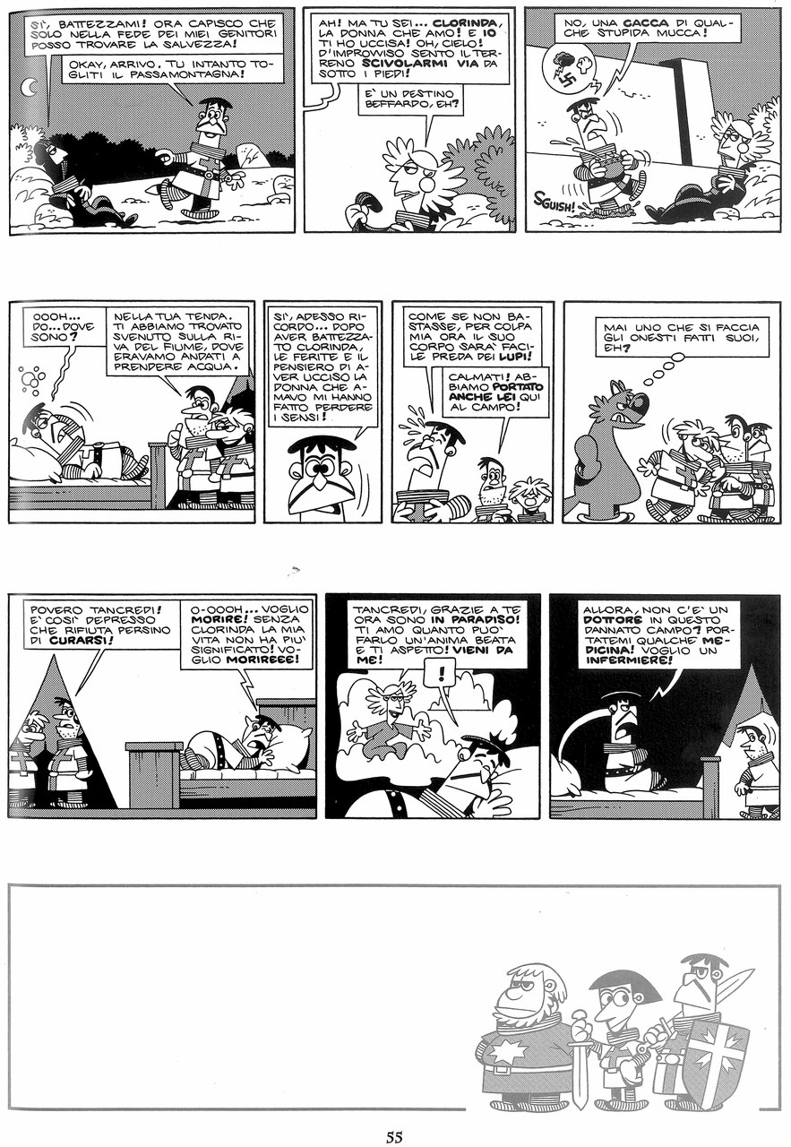 Marcello Toninelli,&nbsp;Morte di Clorinda, 2010 [2004], p. 55 [World &copy; Marcello/per l&rsquo;Italia Cartoon Club Editore 2010]
