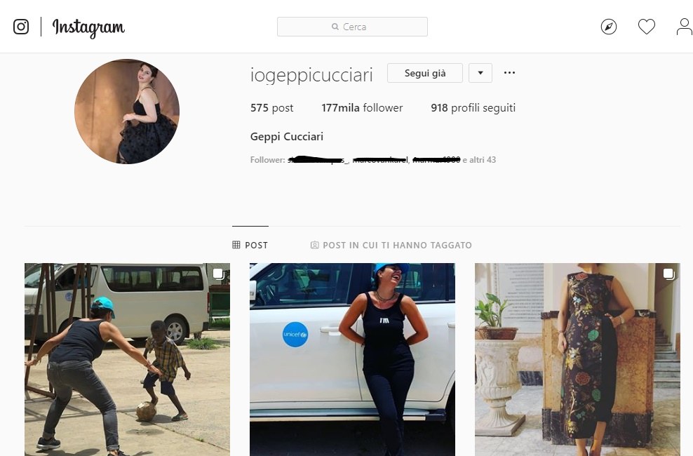Fig. 5 Il profilo Instagram di Geppi Cucciari
