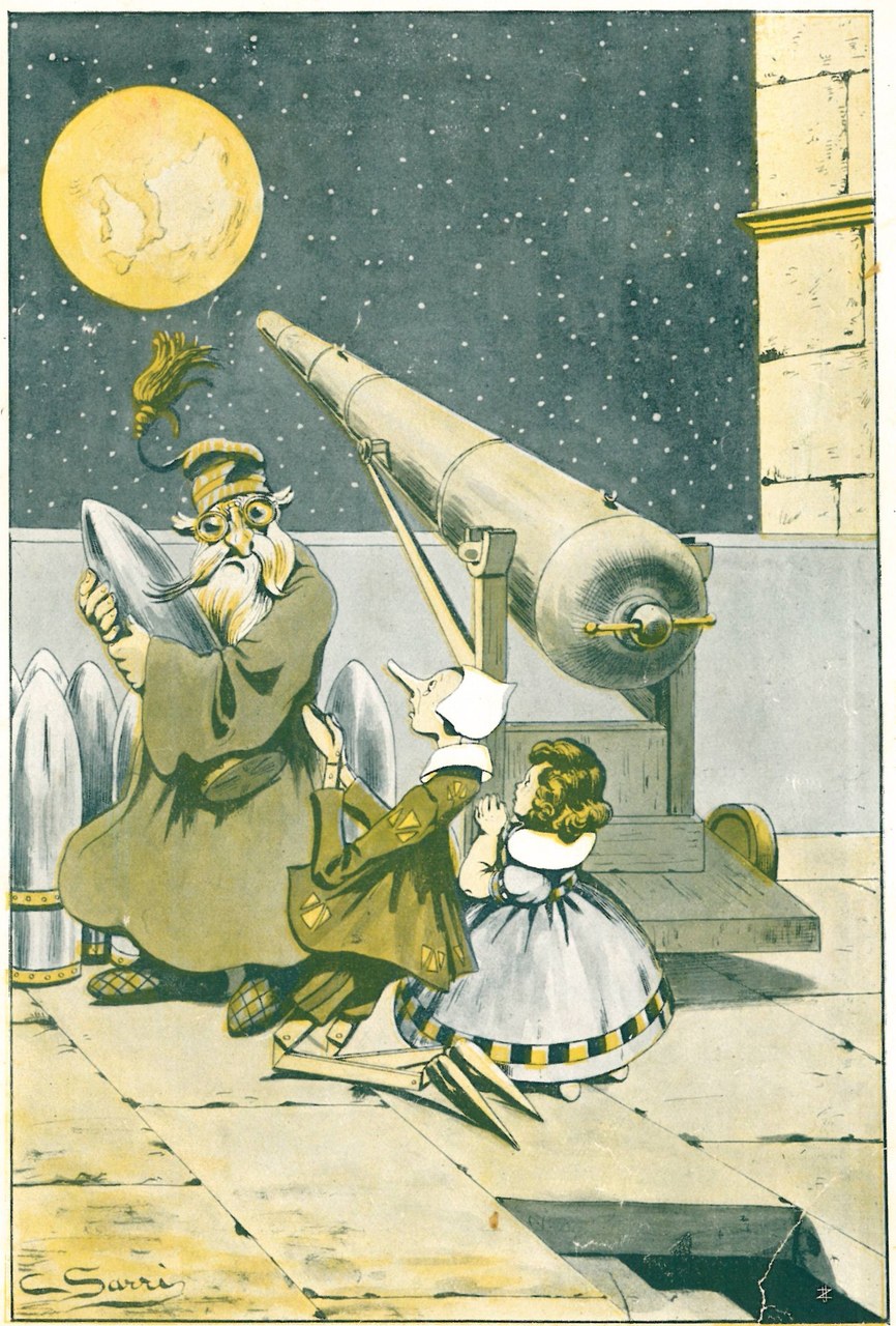 Fig. 2. Corrado Sarri, Il burattino, fuori di s&eacute; dallo spavento&hellip;, in Tommaso Catani, Pinocchio nella luna, Firenze, Bemporad &amp; Figlio, 1924
