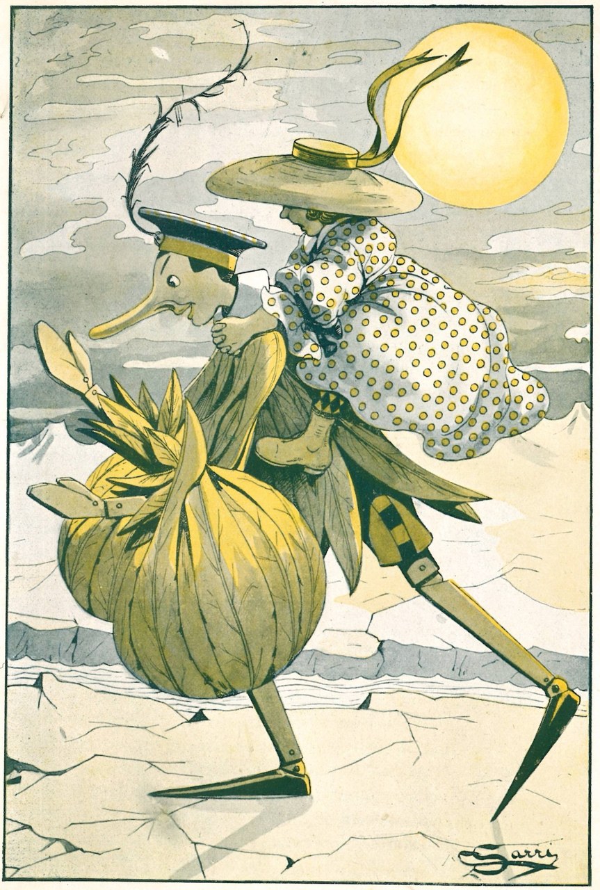 Fig. 5. Corrado Sarri, Pinocchio procedeva svelto lungo le sue rive gelate, in Tommaso Catani, Pinocchio nella luna, Firenze, Bemporad &amp; Figlio, 1924
