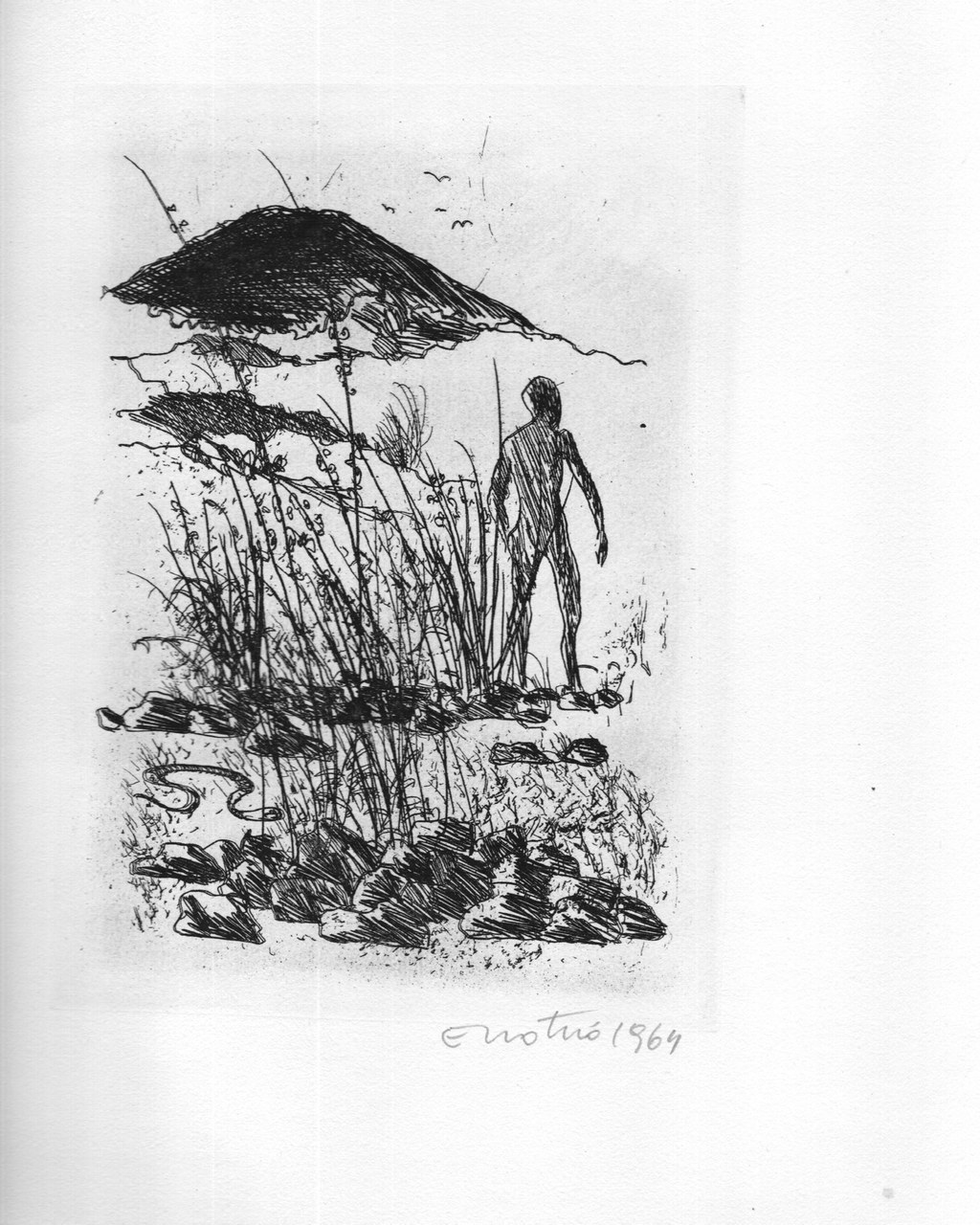 Acquaforte di Enotrio Pugliese per Leopardi, 1963 b
