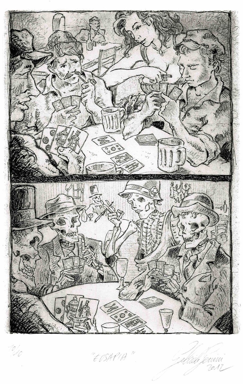 fig. 2 Gabriele Genini,&nbsp;Eusapia, acquaforte e cera molle, 2012&nbsp;
