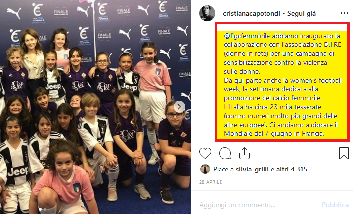Fig. 3&nbsp;Pagina Instagram di Cristiana Capotondi
