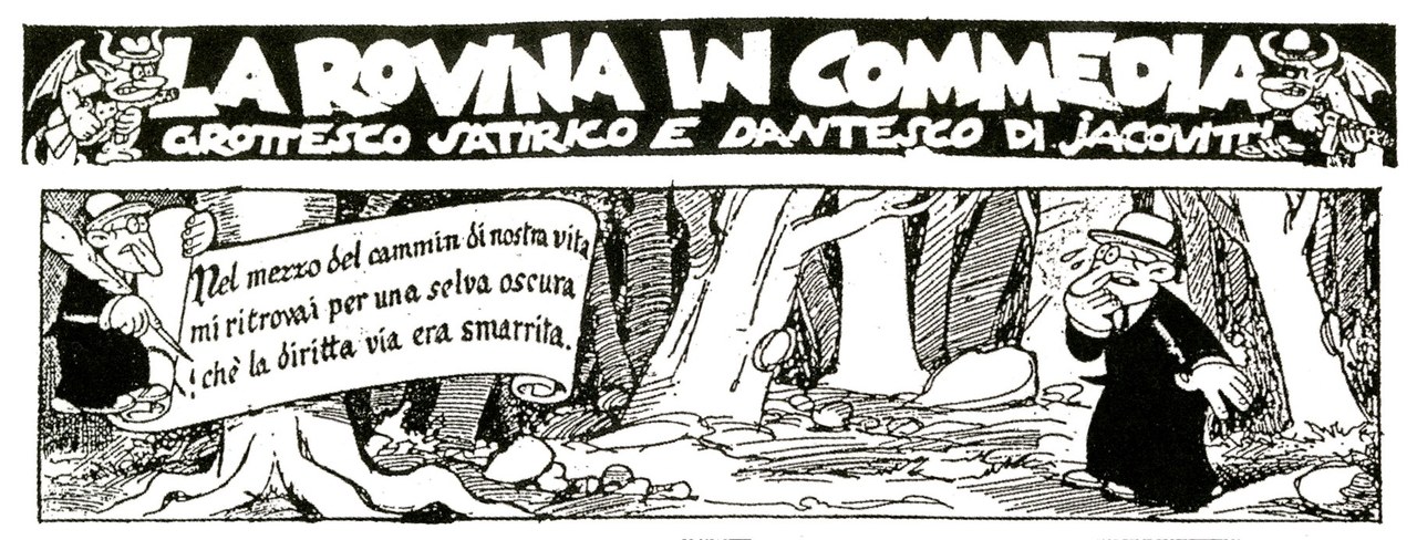 Benito Jacovitti,&nbsp;La rovina in commedia, china su carta, 1947,&nbsp;particolare
