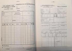 Fig. 1 Bollettino di edizione per microcinematografia e diario di lavorazione (L. Valdambrini, &ldquo;Manuale della segretaria di edizione&rdquo;, Roma, Edizioni del Centro Studi e Sperimentazioni CineTV, 1971)
