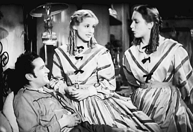 Leonardo Cortese, Maria Mercader e Carla Del Poggio nel film Un garibaldino al convento di Vittorio De Sica, 1942
