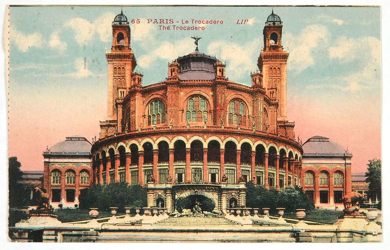 Fig. 4 Cartolina illustrata di James Joyce a Italo Svevo da Parigi, 1927 (fronte) &copy;Museo LETS
