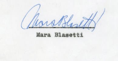 Fig. 6 Firma di Mara Blasetti &ndash; Archivio Mara Blasetti Fondazione Cineteca di Bologna
