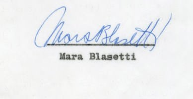 Fig. 6 Firma di Mara Blasetti &ndash; Archivio Mara Blasetti Fondazione Cineteca di Bologna
