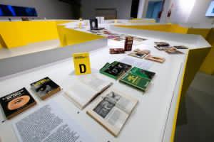 Fig. 8 Un&rsquo;immagine della mostra I sensi del giallo. Il corpo (del reato) tra inganno ed evidenza, a cura di Luisella Farinotti, Annalisa Pellino e Davide Rapp (Milano, Universit&agrave; IULM, 14 marzo-10 aprile 2025) &copy;Ufficio Comunicazione, Universit&agrave; IULM, Milano
