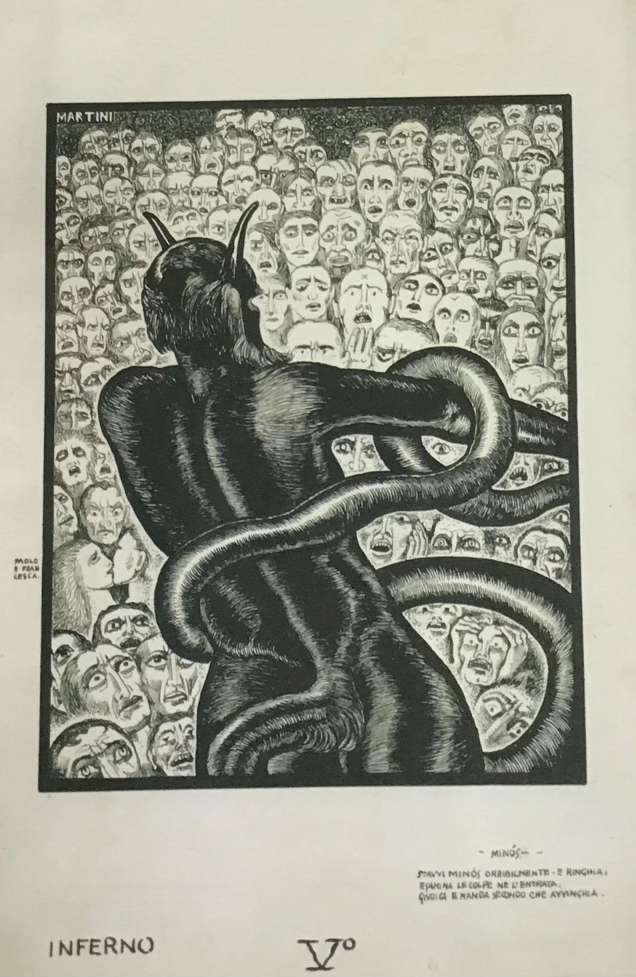 fig. 5 A. Martini,&nbsp;Minosse,&nbsp;(Inferno, V), 1937, Oderzo Cultura - Pinacoteca Alberto Martini
