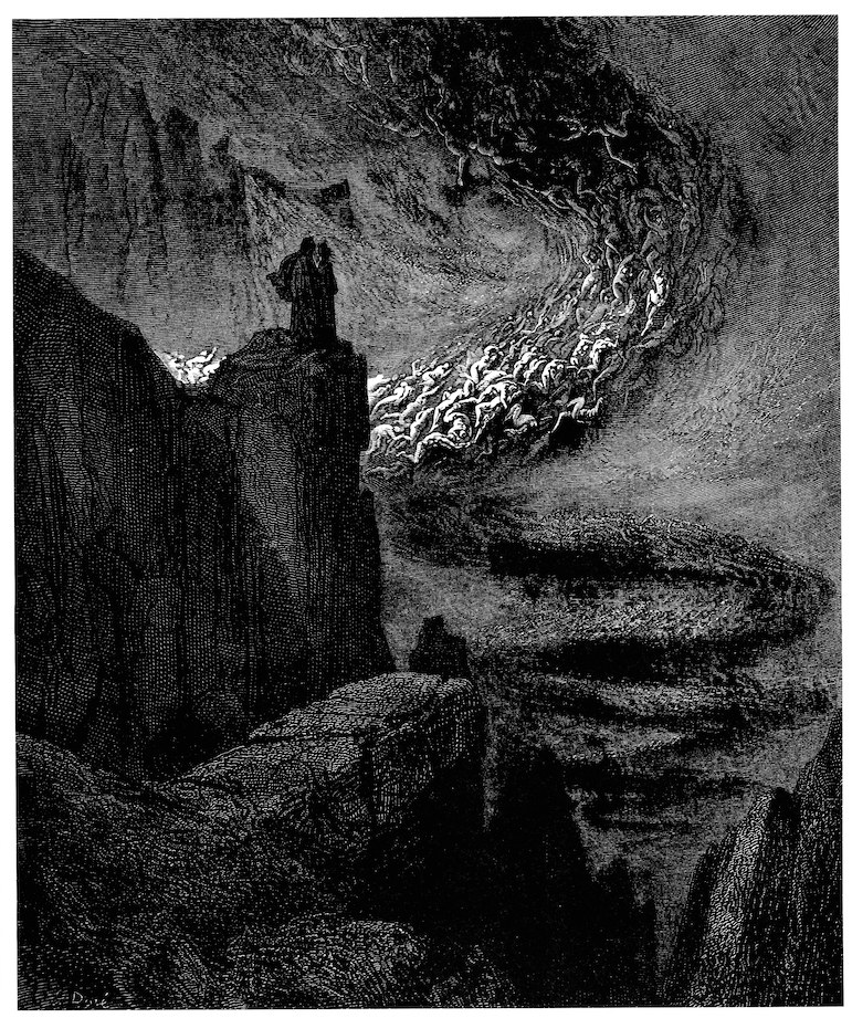 fig. 2 Paul Gustave Dor&eacute;,&nbsp;&laquo;La bufera infernal che mai non resta&raquo; (Inf. V, 31-33), 1861
