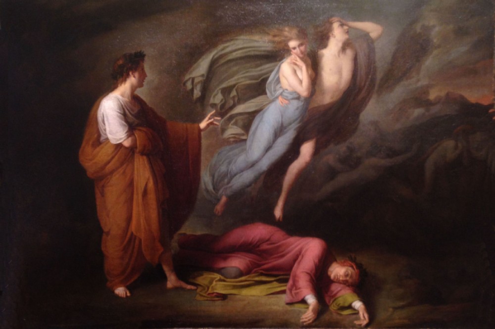 fig. 4 Ary Scheffer (attr.),&nbsp;Dante e Virgilio incontrano Paolo e Francesca, 1835 ca., collezione privata
