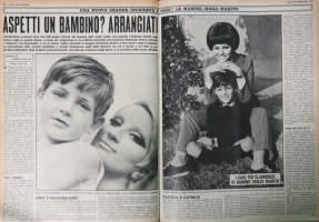 Fig. 7 Le prime mamme single degli anni &#39;60: Mina e Claudia Cardinale, articolo pubblicato su Oggi
