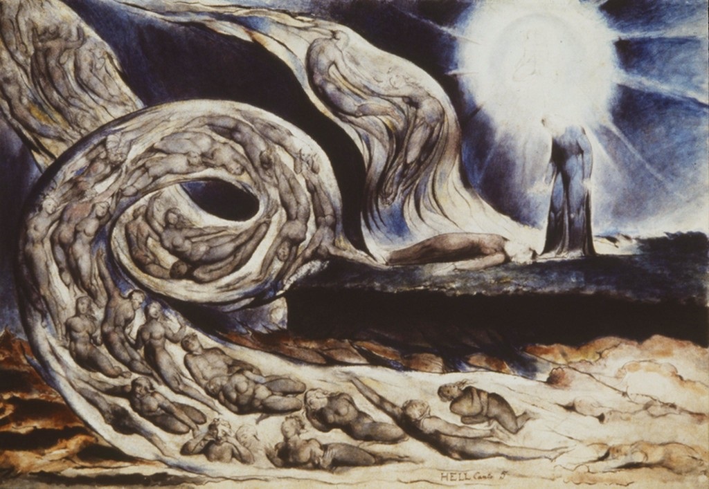fig. 7 William Blake,&nbsp;The Lovers&#39; Whirlwind, Francesca da Rimini and Paolo Malatesta, 1824-1827, Birmingham, Museum and Art Gallery
