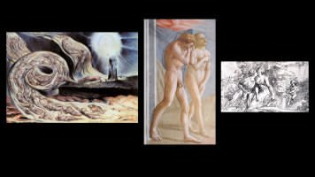 figg. 1-2-3&nbsp;IWilliam Blake,&nbsp;l vortice degli amanti, 1824-1827;&nbsp;Masaccio,&nbsp;Cacciata dei progenitori dall&rsquo;Eden,&nbsp;1424-1425;&nbsp;Giuseppe Cades, Il libro, il bacio, Amore,&nbsp;1795 ca.
