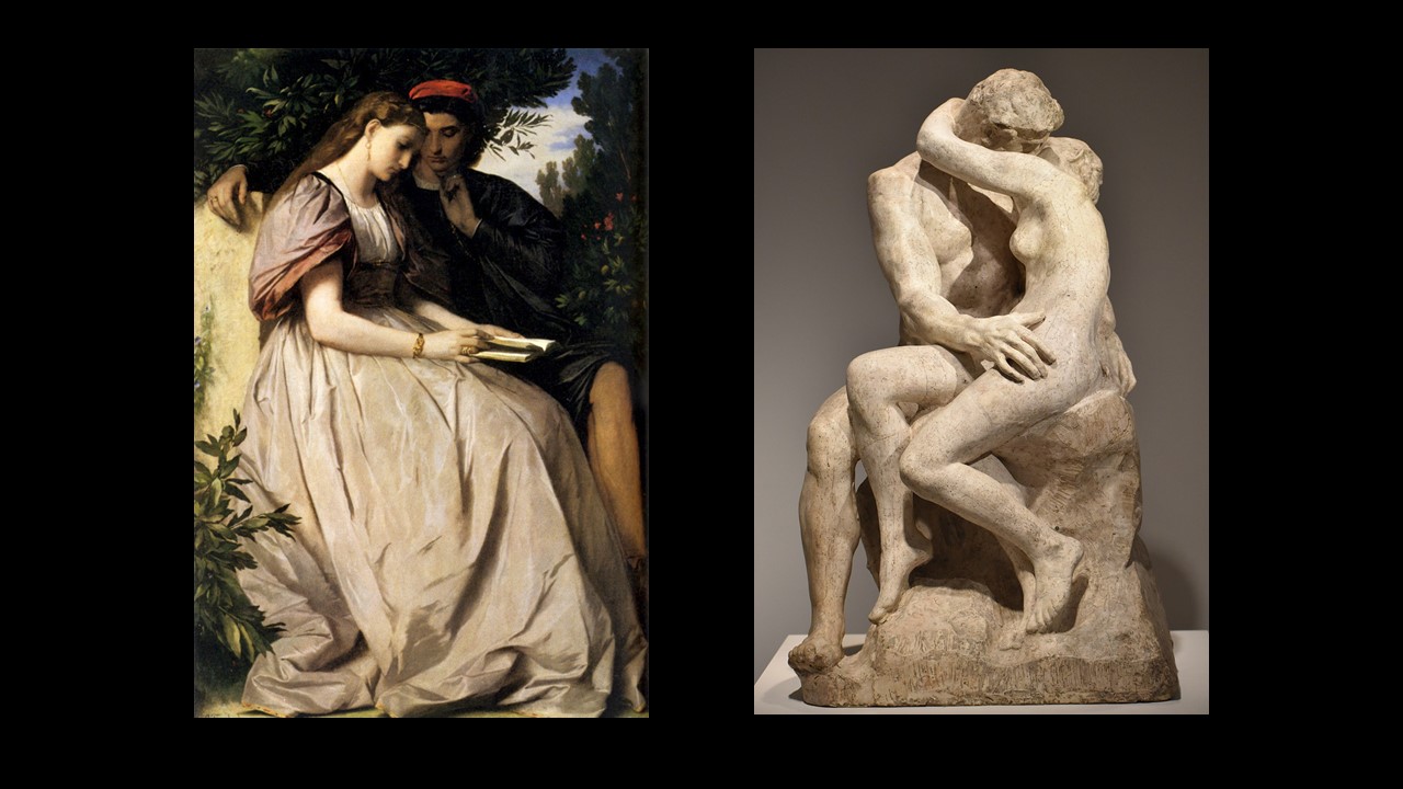 figg. 4-5 Anselm Feuerbach,&nbsp;Paolo e Francesca,&nbsp;1864; August Rodin,&nbsp;Le Baiser,&nbsp;1888-1889
