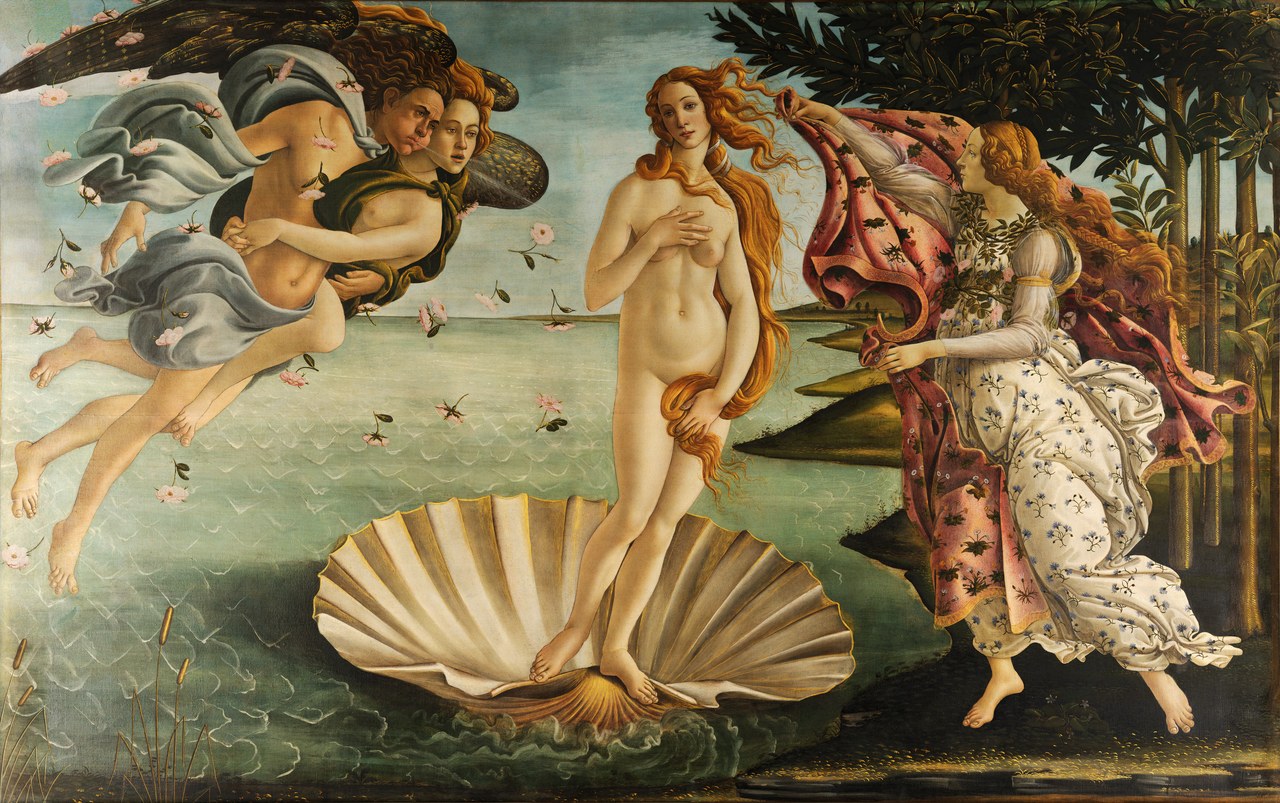 Fig. 2&nbsp;Sandro Botticelli, La nascita di Venere, ca. 1485, particolare (Wikimedia Commons). 
