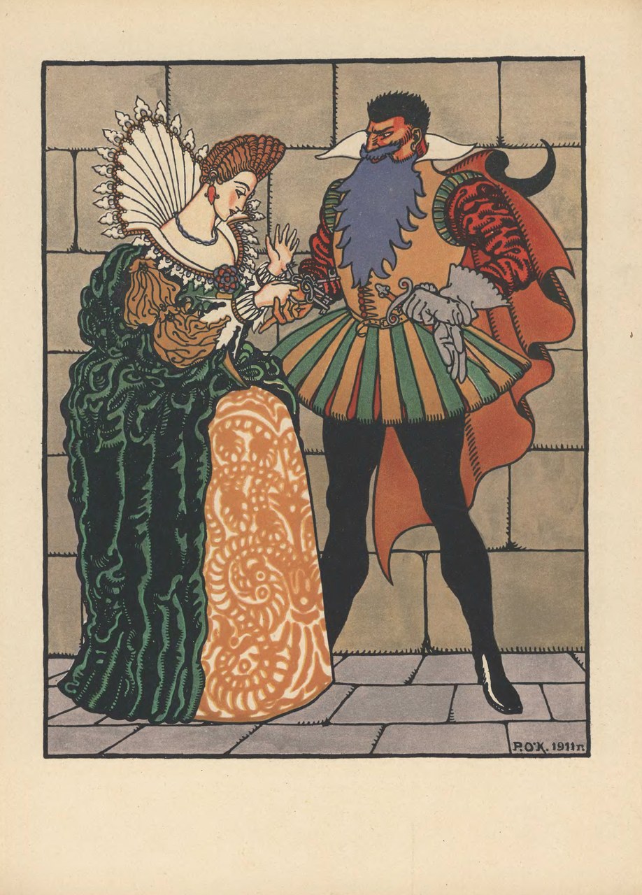 Fig. 2 [La consegna delle chiavi]. Illustrazione di R. O&rsquo;Konnell&rsquo; a Sinjaja boroda (Moskva, I. Knebel&rsquo;, 1914 [p. 4]
