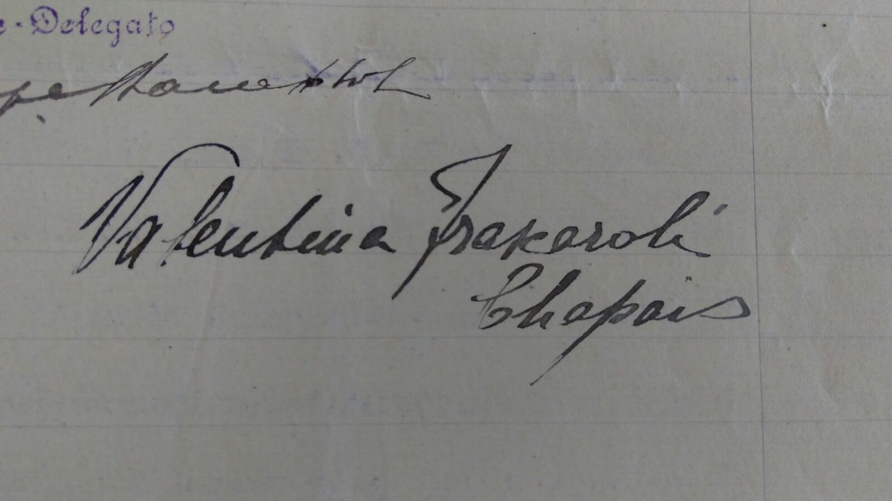 Firma di Valentina Frascaroli nel 1919

