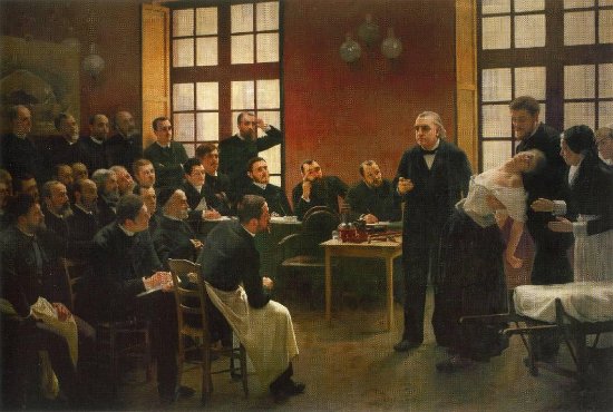 A. Brouillet, Una lezione di Charcot alla Salpêtrière, 1887 A. Brouillet, Una lezione di Charcot alla Salpêtrière, 1887