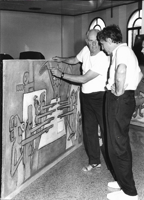 Dario Fo e Franco Quadri davanti opera di Roberto Sebastian Matta Dario Fo e Franco Quadri davanti opera di Roberto Sebastian Matta