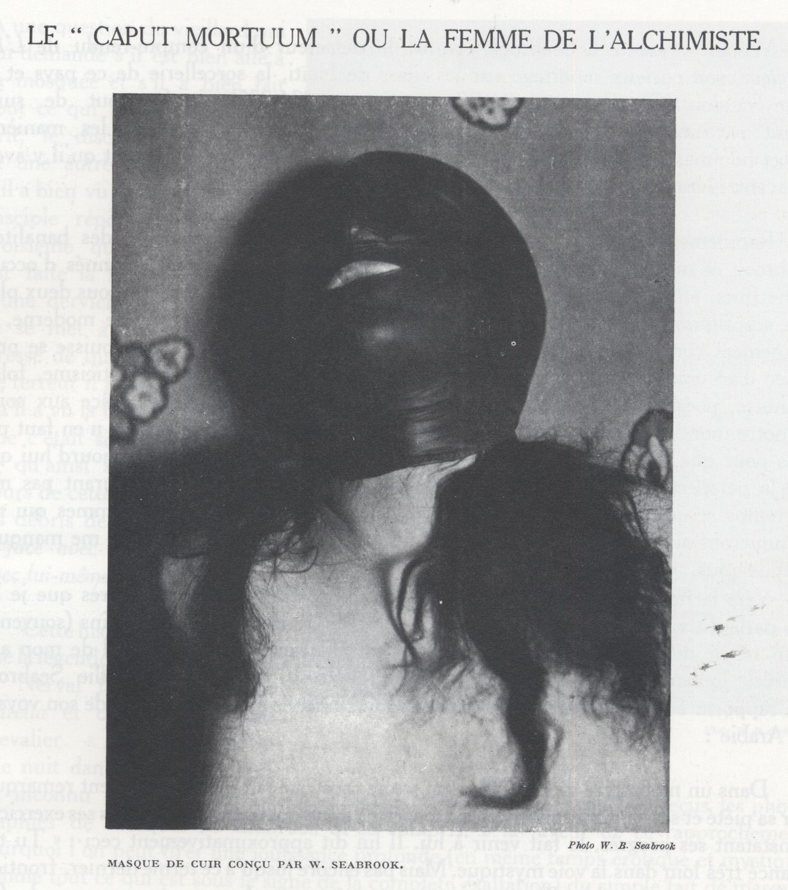 William Seabrook, Masque de cuir conçue par W. Seabook, da Michel Leiris, ‘Le “Caput mortuum”, ou la femme de l’alchimiste’, Documents, vol. 2, 8, 1930, p. 21 William Seabrook, Masque de cuir conçue par W. Seabook, da Michel Leiris, ‘Le “Caput mortuum”, ou la femme de l’alchimiste’, Documents, vol. 2, 8, 1930, p. 21