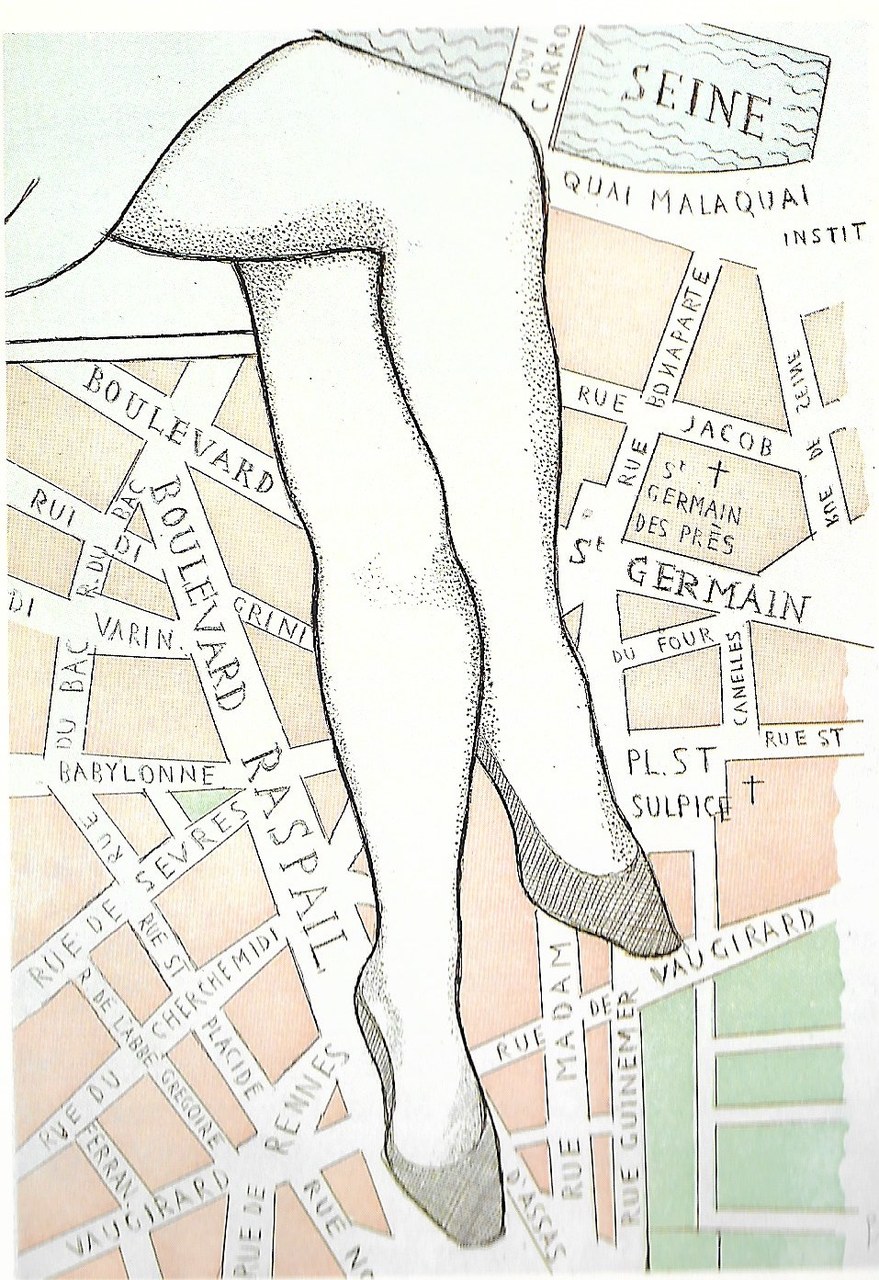 Dino Buzzati, acquaforte a colori per Osvaldo Patani, Le gambe di Saint Germain, 1971 Dino Buzzati, acquaforte a colori per Osvaldo Patani, Le gambe di Saint Germain, 1971