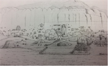 Schizzo che rappresenta la vallata e le grotte attorno al grande Buddha di Bamyan in Afghanistan, eseguito da Charles Masson. Londra, British Library, India Office Archive and Collection, Ms. Eur. G40, f. 31 Schizzo che rappresenta la vallata e le grotte attorno al grande Buddha di Bamyan in Afghanistan, eseguito da Charles Masson. Londra, British Library, India Office Archive and Collection, Ms. Eur. G40, f. 31