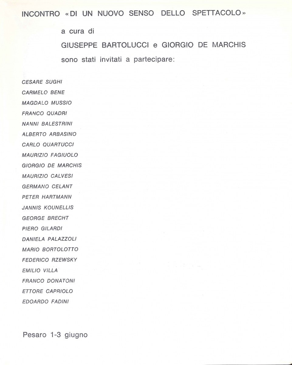 Il lancio del convegno Per un nuovo senso dello spettacolo su «Marcatrè», nn. 37-40, maggio 1968 Il lancio del convegno Per un nuovo senso dello spettacolo su «Marcatrè», nn. 37-40, maggio 1968