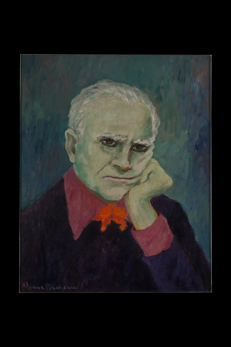 Adriana Pincherle, Ritratto di Moravia, 1978, tempera su tela, Casa Museo Alberto Moravia, © Roma Capitale, Sovrintendenza Capitolina (fotografia Alessandro Milana)