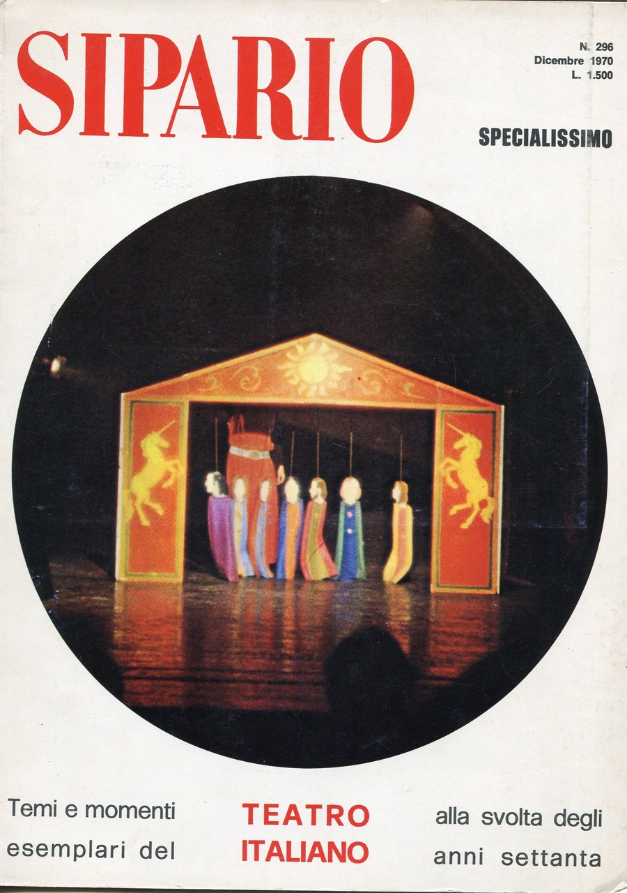 Copertina «Sipario» dicembre 1970, Mario Ricci, Re Lear. Da un’idea di Gran teatro di William Shakespeare