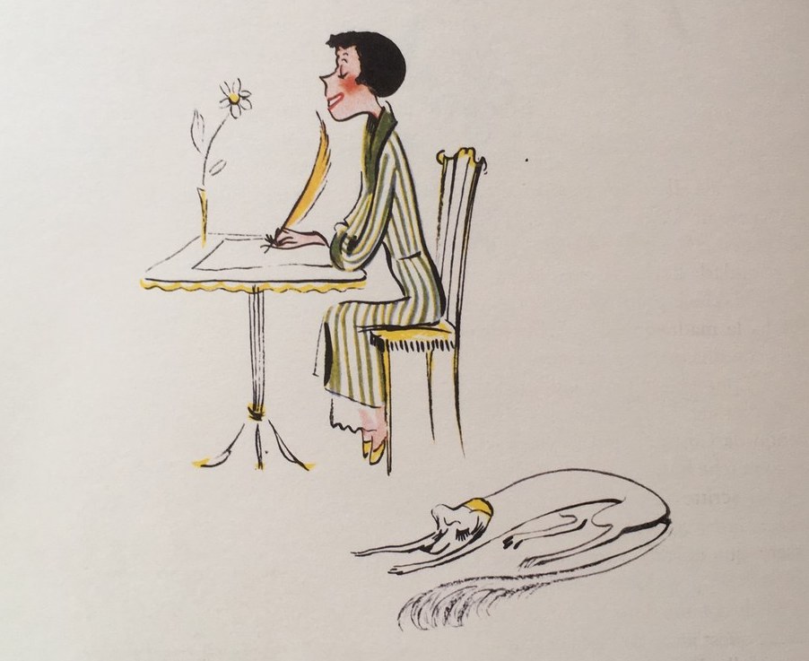 Disegno di Colette Rosselli dal Diario della Signorina snob (1951) di Franca Valeri Disegno di Colette Rosselli dal Diario della Signorina snob (1951) di Franca Valeri