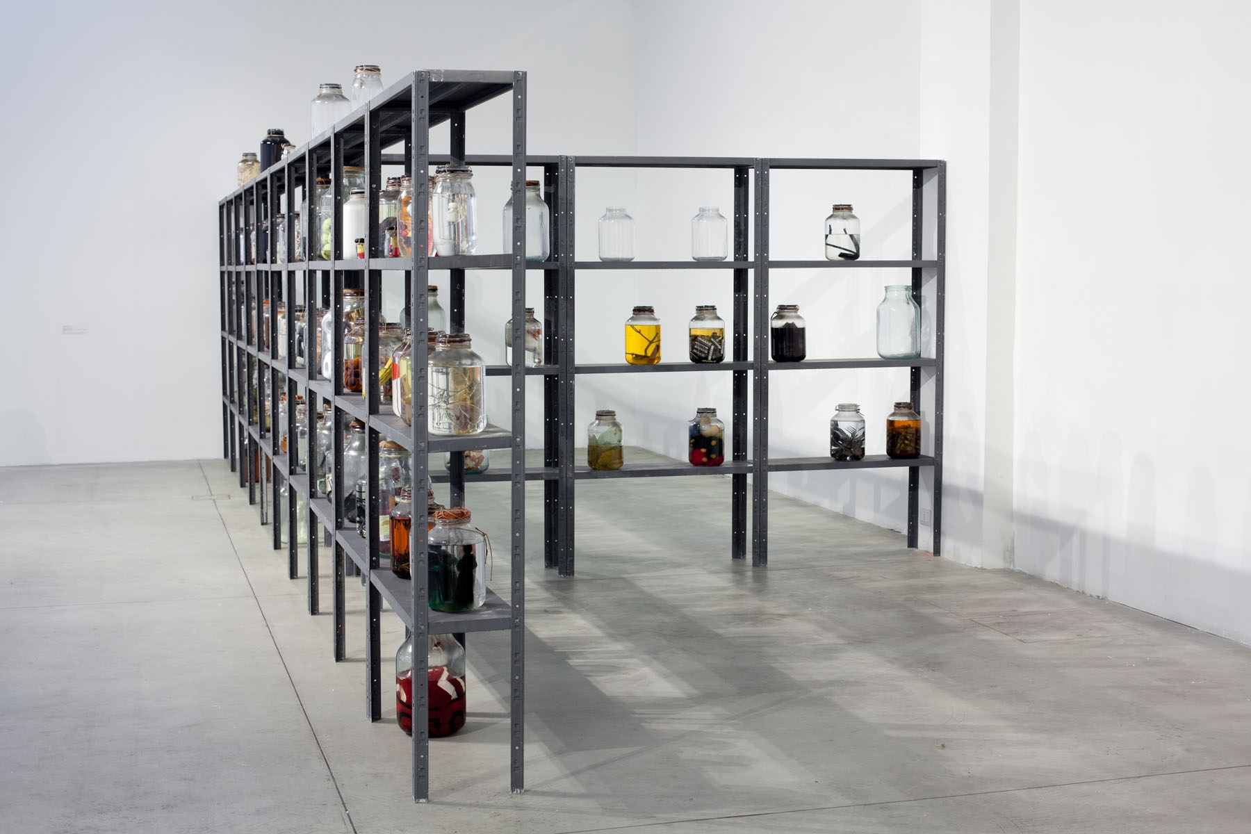 Sergej Volkov, Magazzino d’arte (1990). Scaffali di ferro, barattoli di vetro, oggetti in glicerina, installazione ambiente Sergej Volkov, Magazzino d’arte (1990). Scaffali di ferro, barattoli di vetro, oggetti in glicerina, installazione ambiente