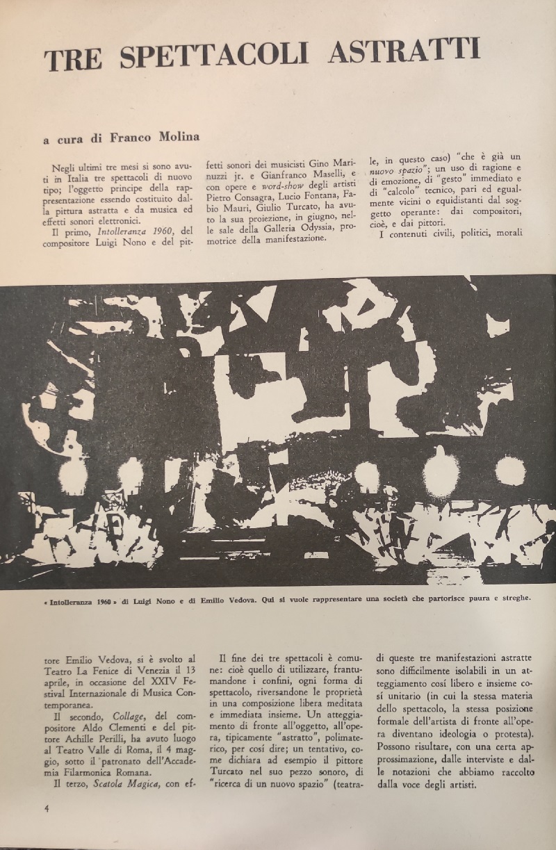 F. Molina, ‘Tre spettacoli astratti’, S., luglio 1961, p. 4 F. Molina, ‘Tre spettacoli astratti’, S., luglio 1961, p. 4
