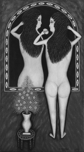 Morris Hirshfield, Girl in a mirror, 1940 Morris Hirshfield, Girl in a mirror, 1940