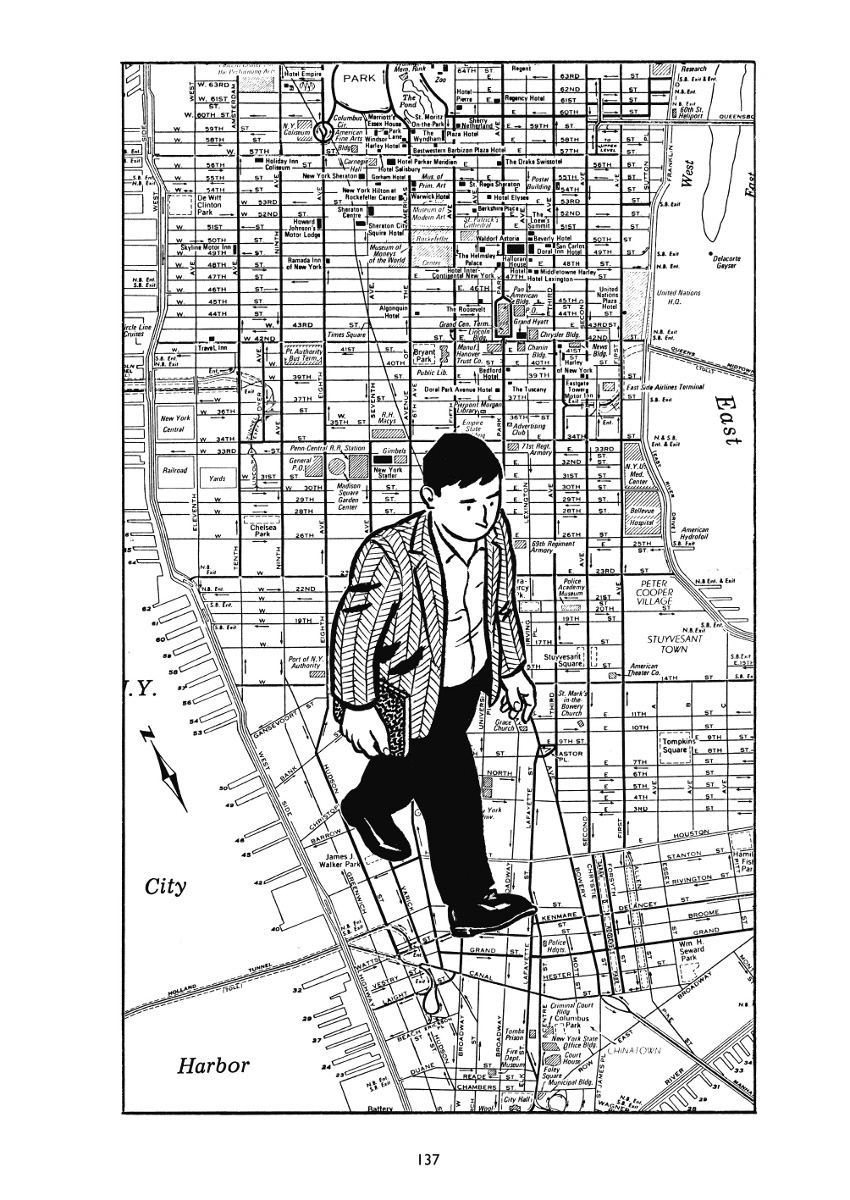 Tavola da Città di vetro di Paul Auster, Paul Karasik e David Mazzucchelli; copyright per l’edizione italiana © Coconino Press 2005, 2011